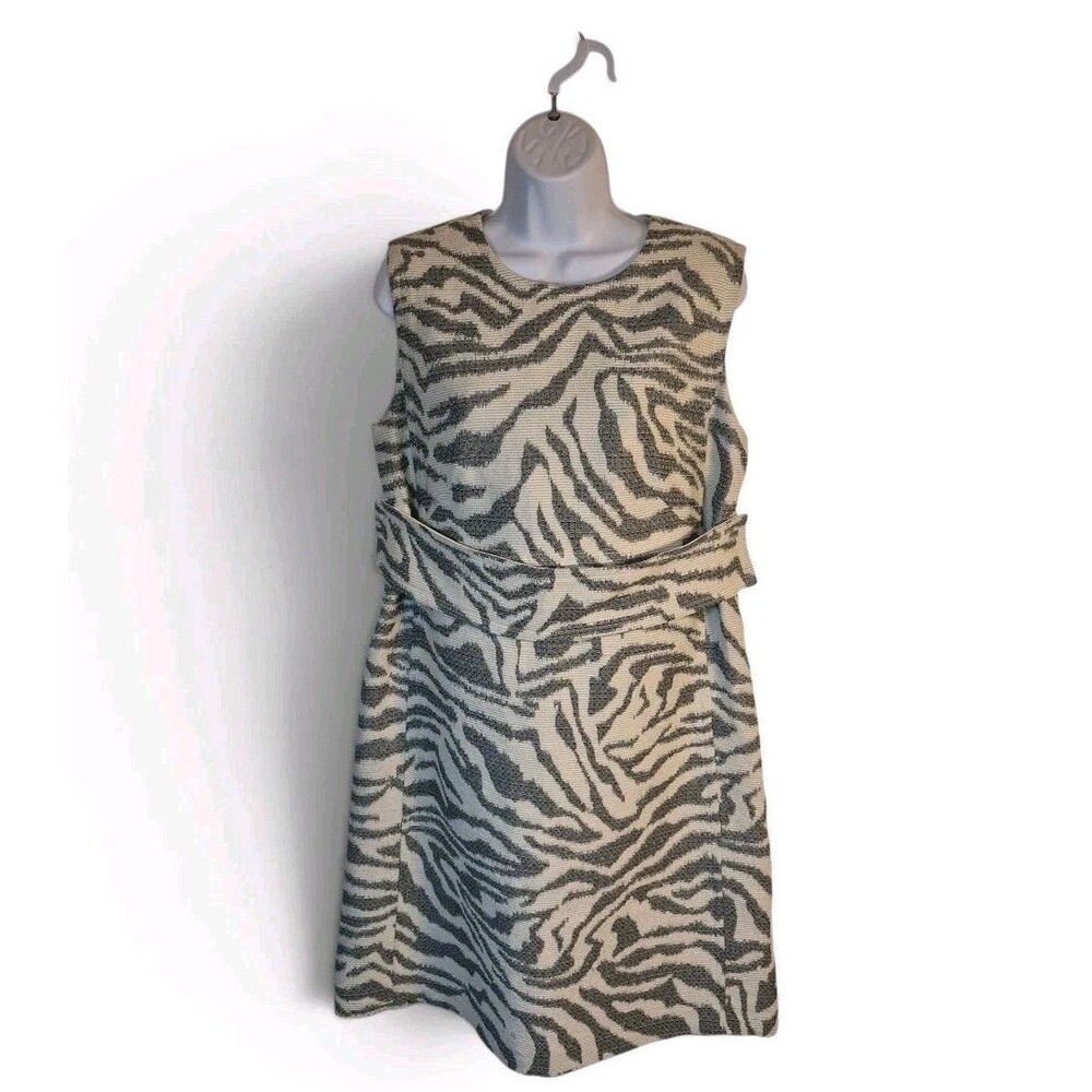 BOSS by Hugo Boss Women’s Dakola Zebra Shift Dress Size 8 Textured Gray/White